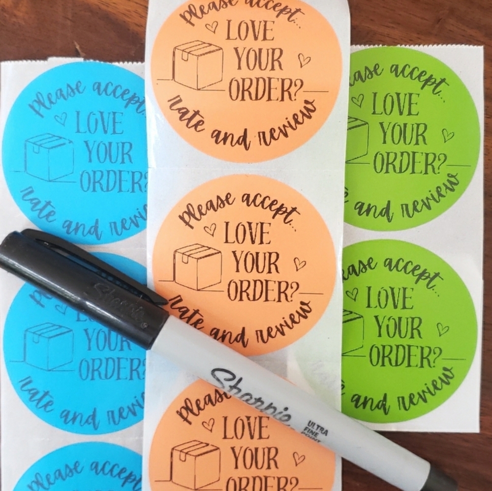 3/$15 Please Rate & Review Stickers | 2" Large Round Labels | Packaging Stickers